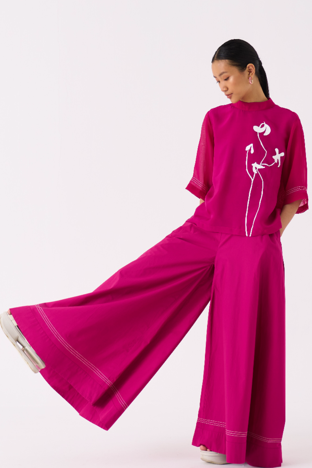 WIDE LEG BROAD BOTTOM-FUSCHIA