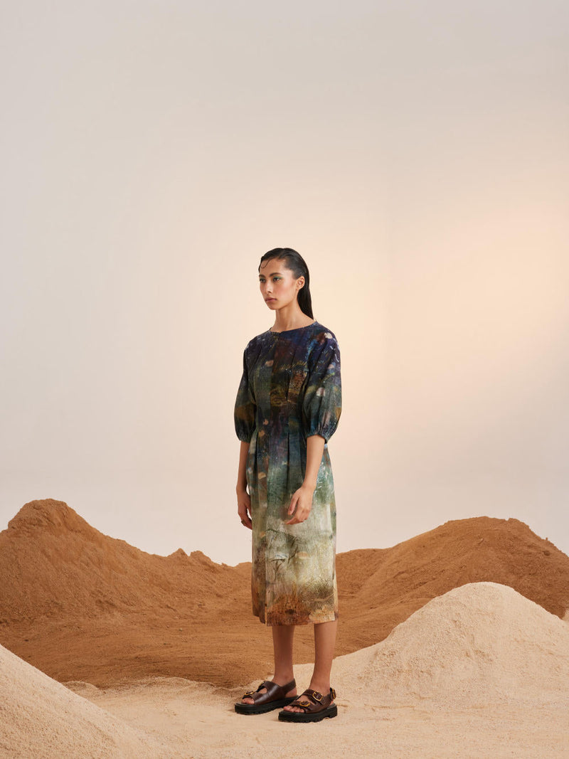 Shaft Dress-Underwater cotton Dress by CORD for women Worldwide