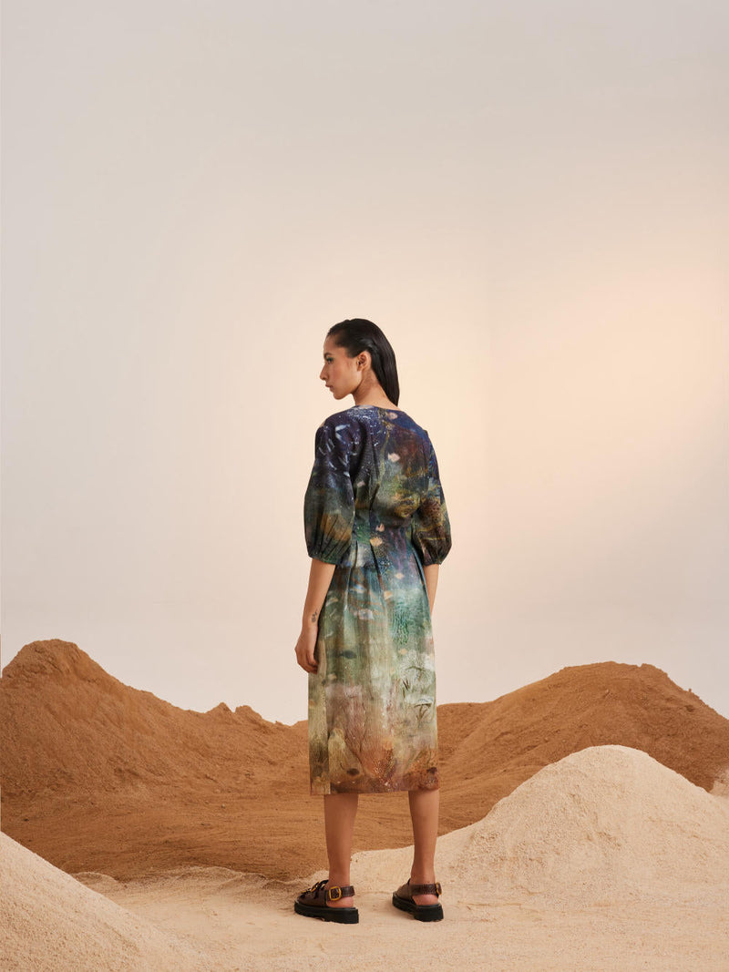 Shaft Dress-Underwater cotton Dress by CORD for women Worldwide