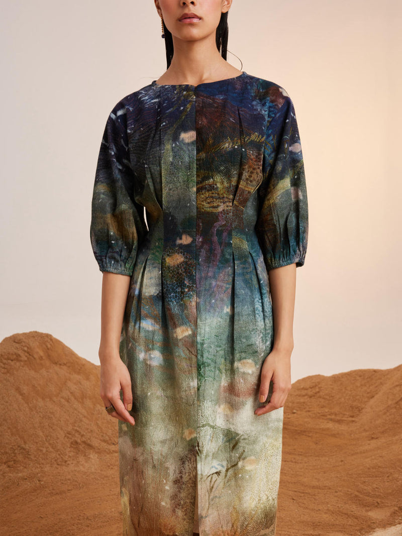 Shaft Dress-Underwater cotton Dress by CORD for women Worldwide