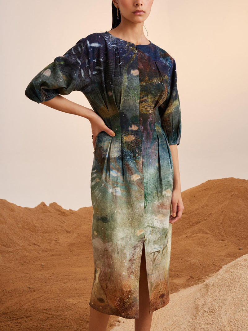 Shaft Dress-Underwater cotton Dress by CORD for women Worldwide