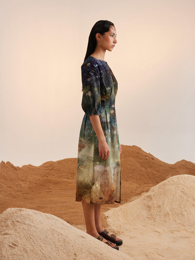 Shaft Dress-Underwater cotton Dress by CORD for women Worldwide