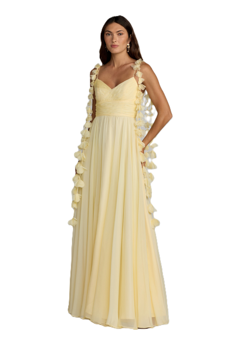 69086 - Yellow Chiffon A-Line maxi Dress chiffon by Mac Duggal in yellow color for women Worldwide