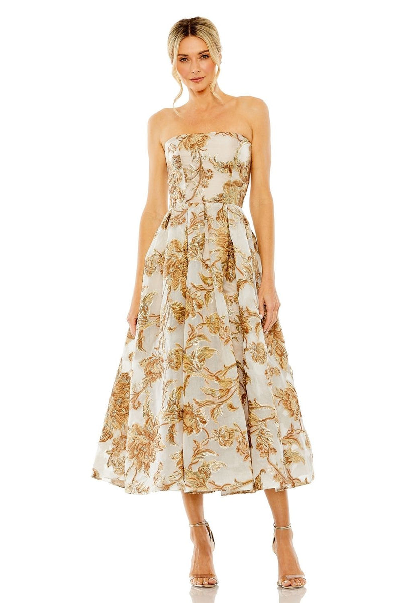 MD-20716 Tube Midi Dress-Brown by Mac Duggal in brown color for women Worldwide
