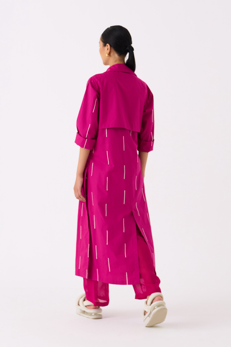 EMB. TIE JACKET-FUSCHIA poplin by THREE for women Worldwide