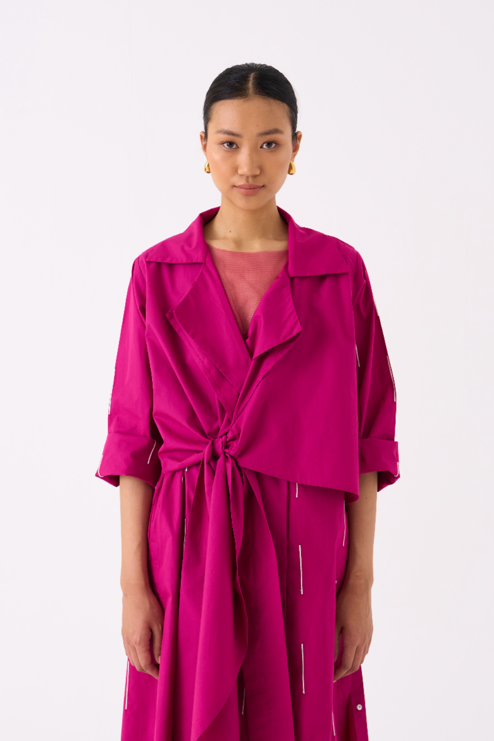 EMB. TIE JACKET-FUSCHIA