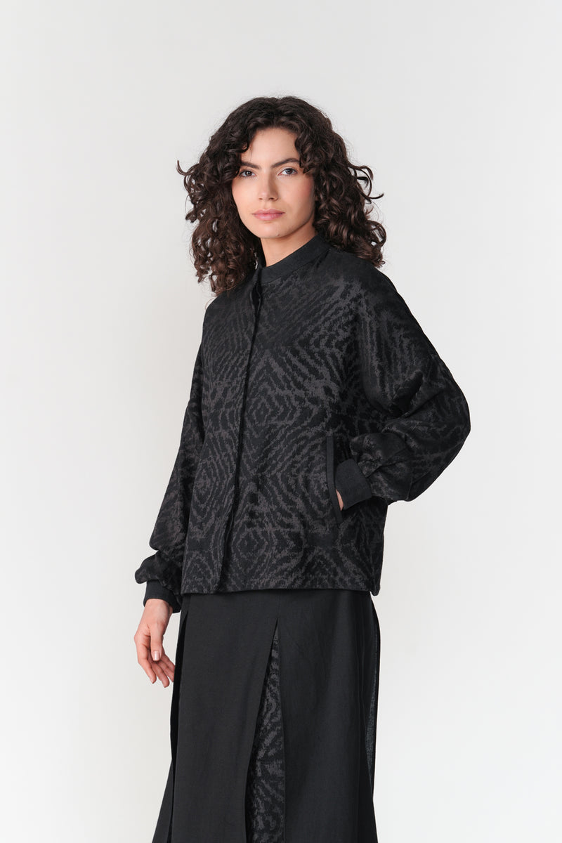 Jacquard Chenille Short Jacket jacket/overlay by Turn Black in black for women Worldwide