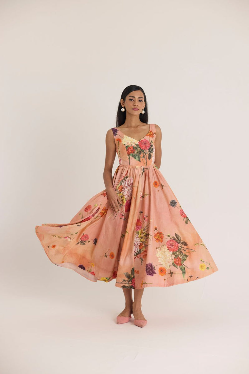 BUTTERCUP DRESS cotton by Yam in peach color for women Worldwide