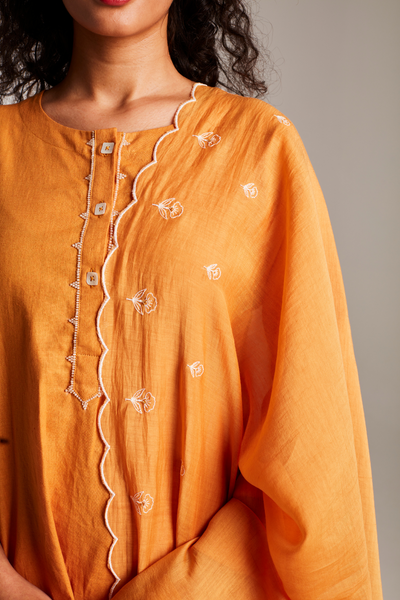 Mango Co-Linen Beaded Placket Kurta