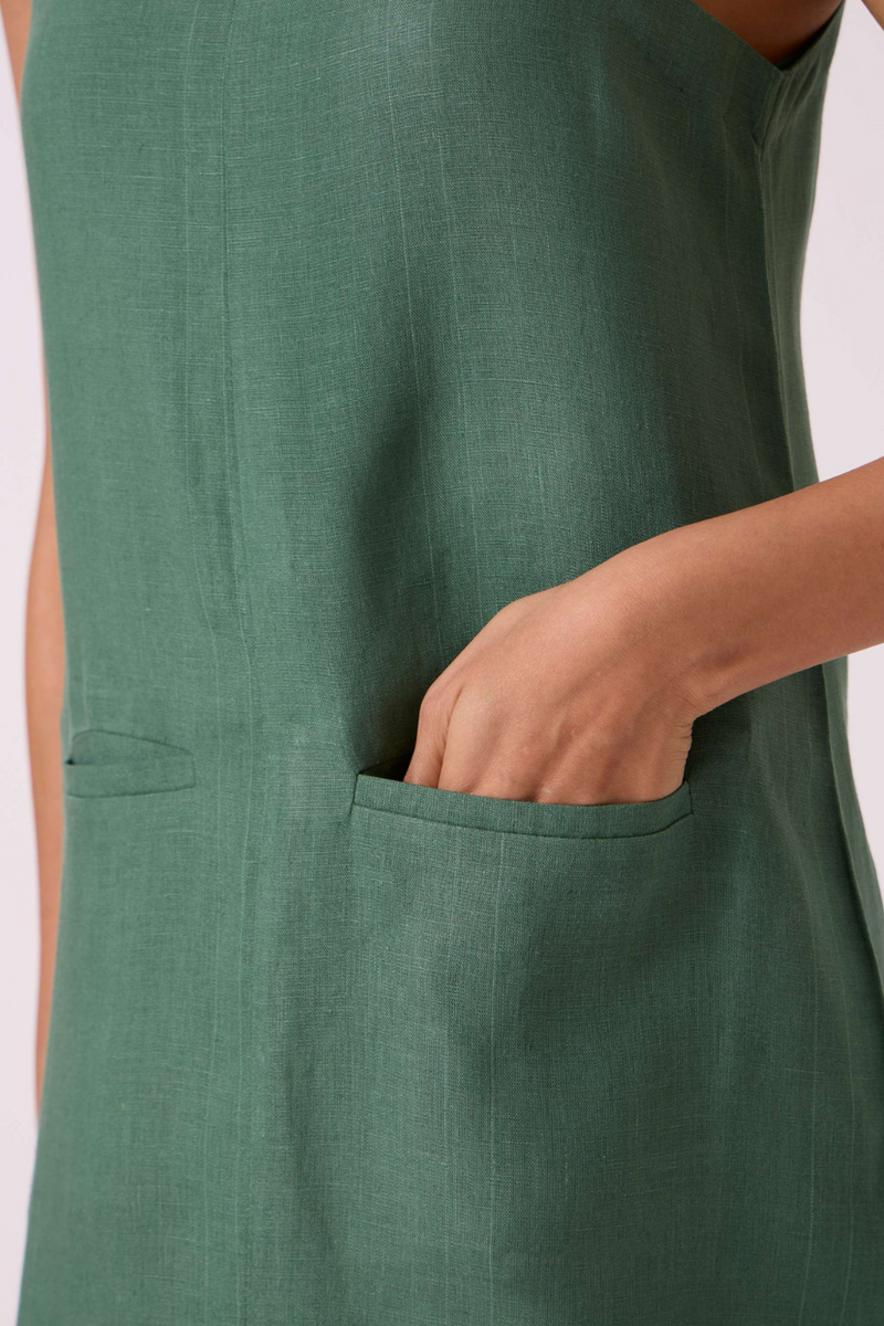Pierre Green Linen Dress linen by The Summer House for women Worldwide