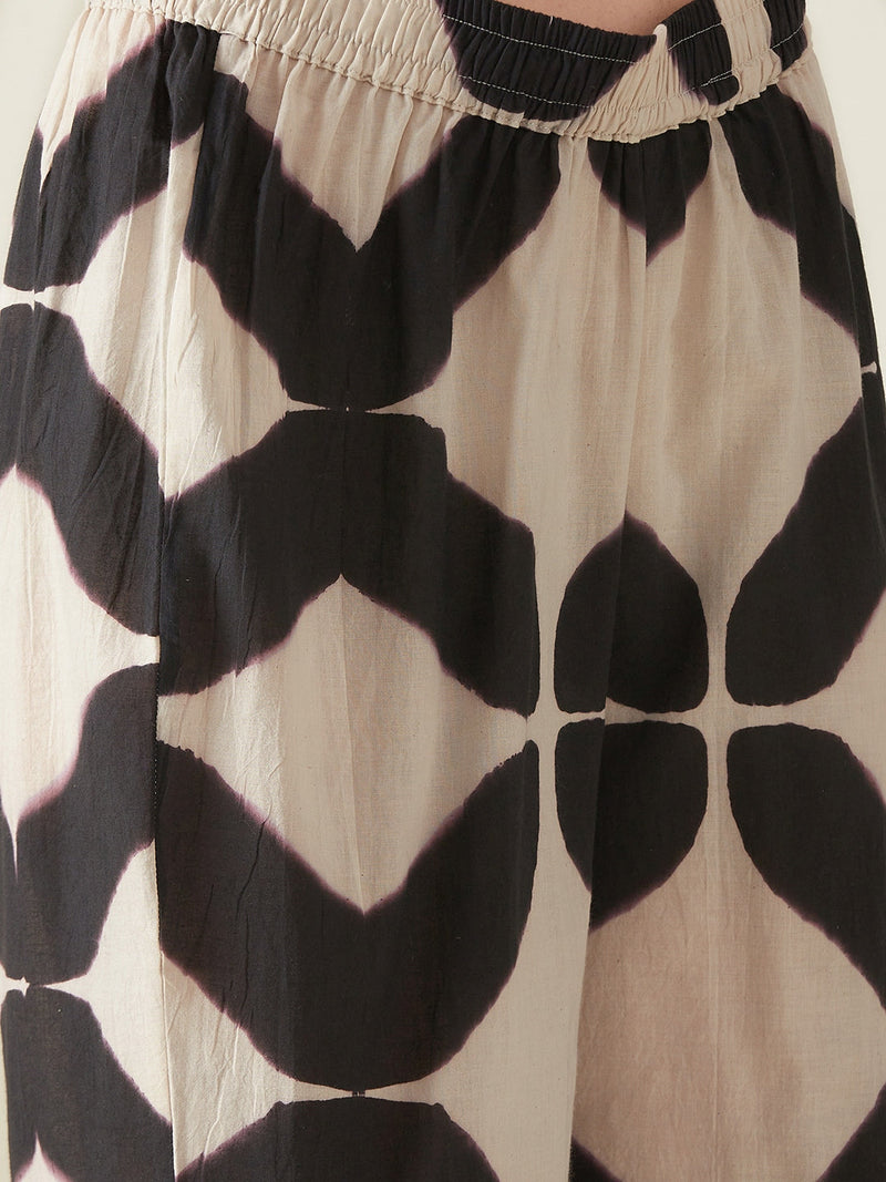 Black Clamp Dye Embroidered Co ord set cotton Artisan made - Block Printed by Aavidi for women Worldwide