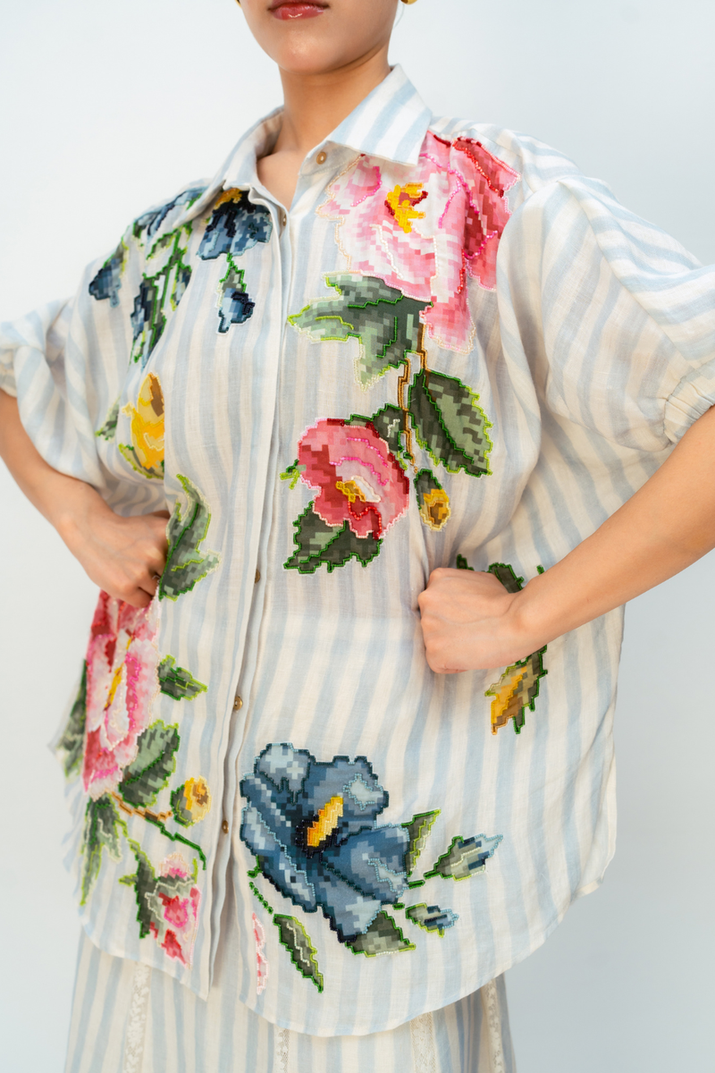 PINK RHAPSODY SHIRT linen top/shirt by Ode to Odd in blue for women Worldwide