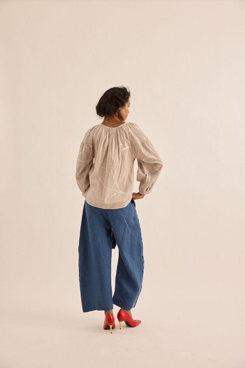Dust Rose Top mul top/shirt by Khara Kapas in taupe for women Worldwide