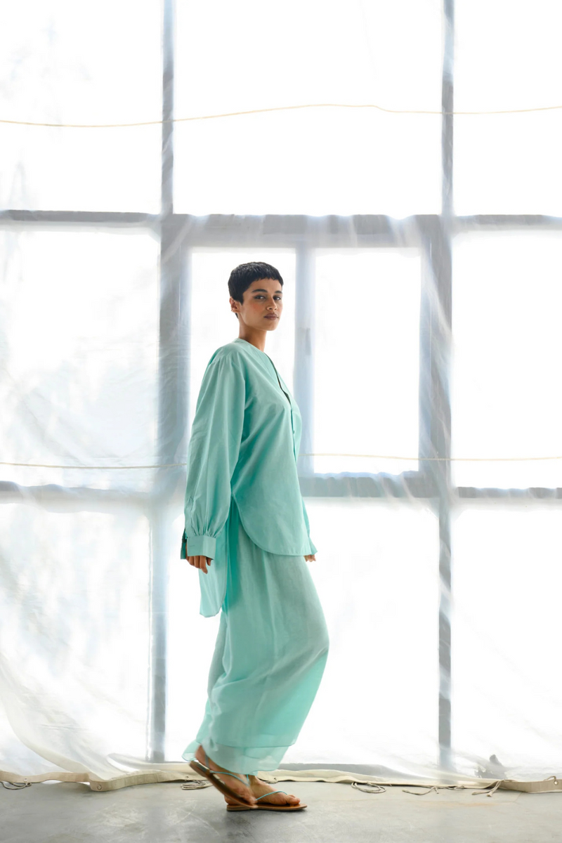USHNA SHIRT SET silk by Ituvana for women Worldwide