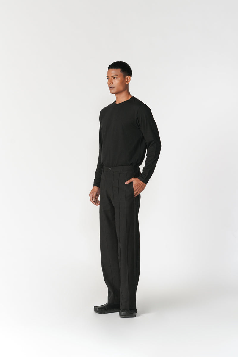 Straight Leg Pin-Tuck Pants pant/trouser by Turn Black in black for men Worldwide