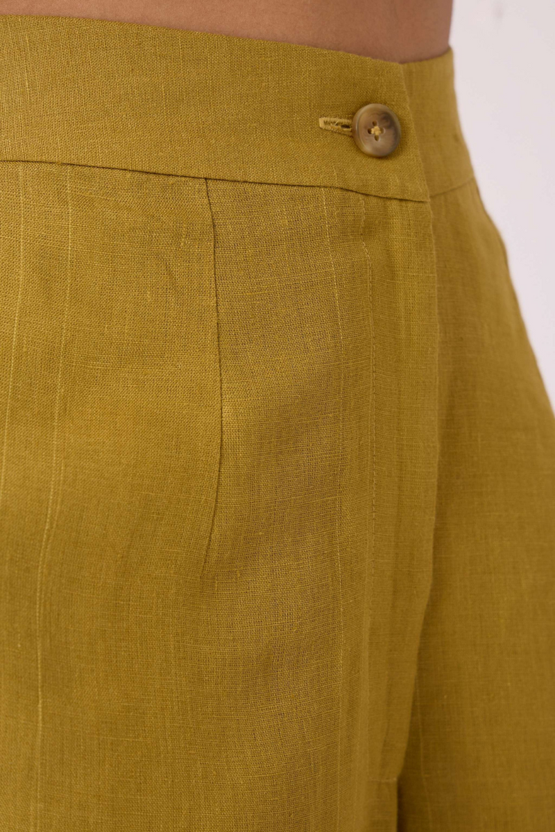 Pip Olive Linen Pants by The Summer House in olive color for women Worldwide