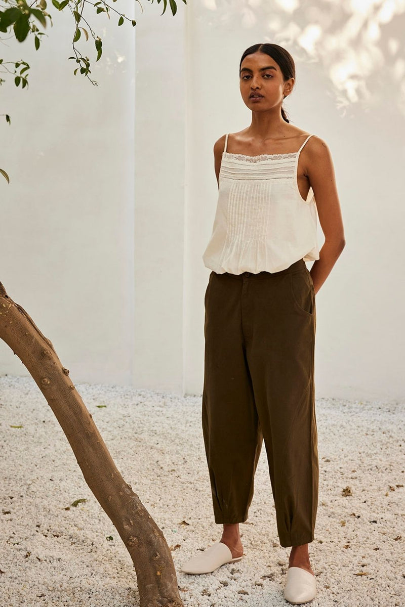 Olive dreams trouser Bottoms by Khara Kapas in green for women Worldwide