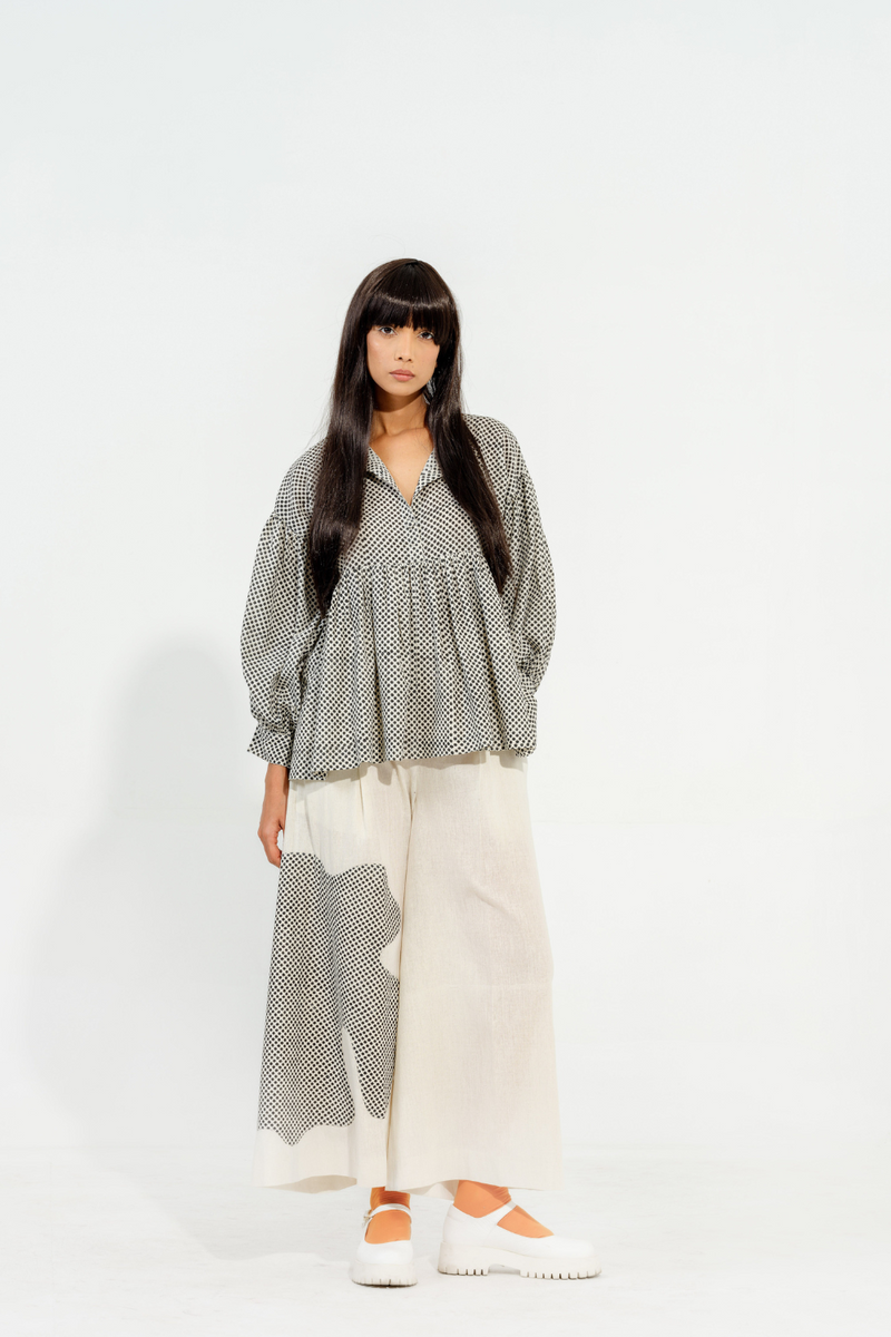 Camphor Top cotton muslin tops and shirts by Stoique in natural, black for women Worldwide