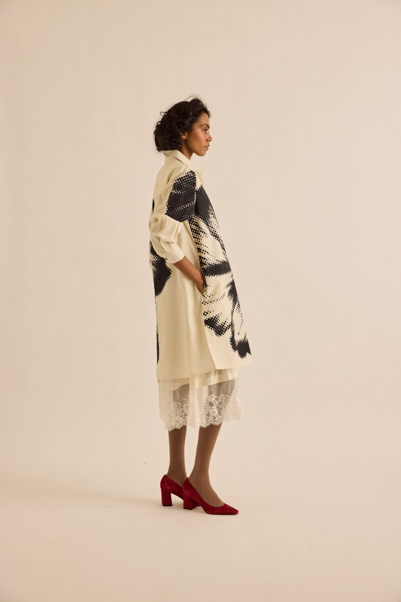 Baccara Shirt Dress poplin dress by Khara Kapas in off-white for women Worldwide