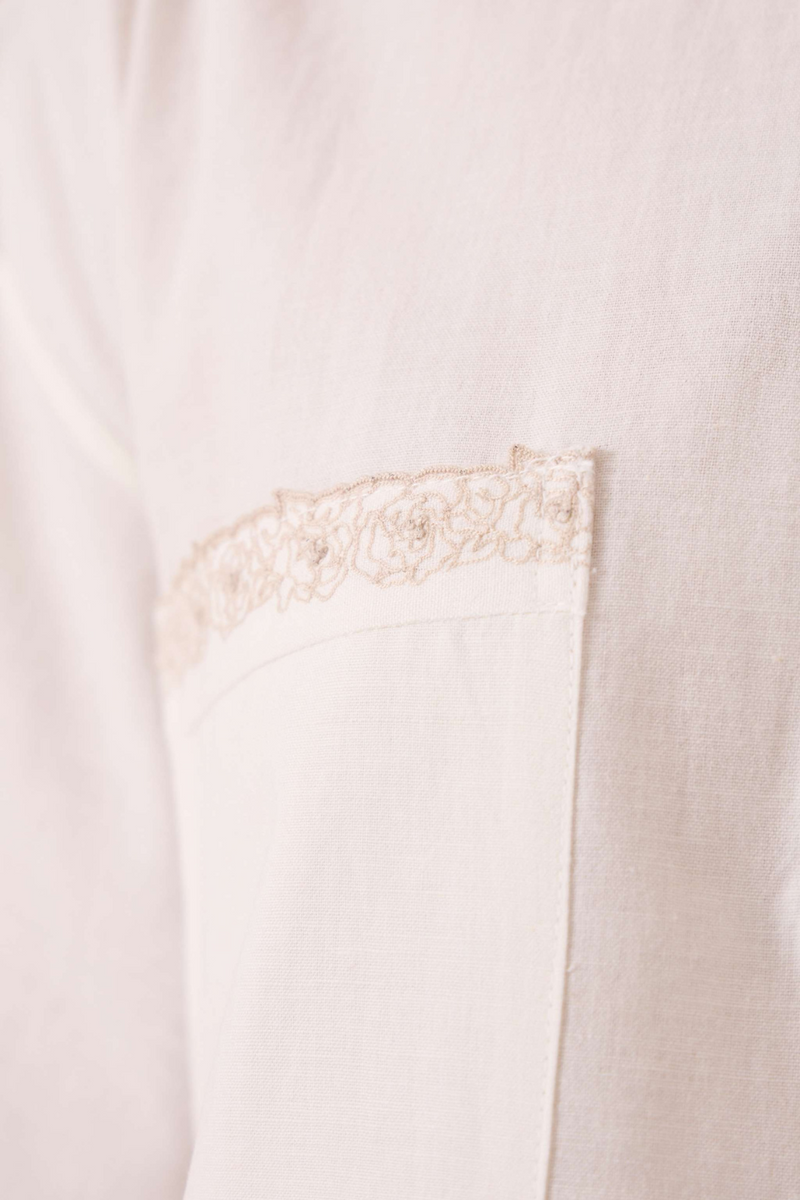 Alyosha Handwoven Embroidered Shirt cotton by The Summer House in white color for women Worldwide