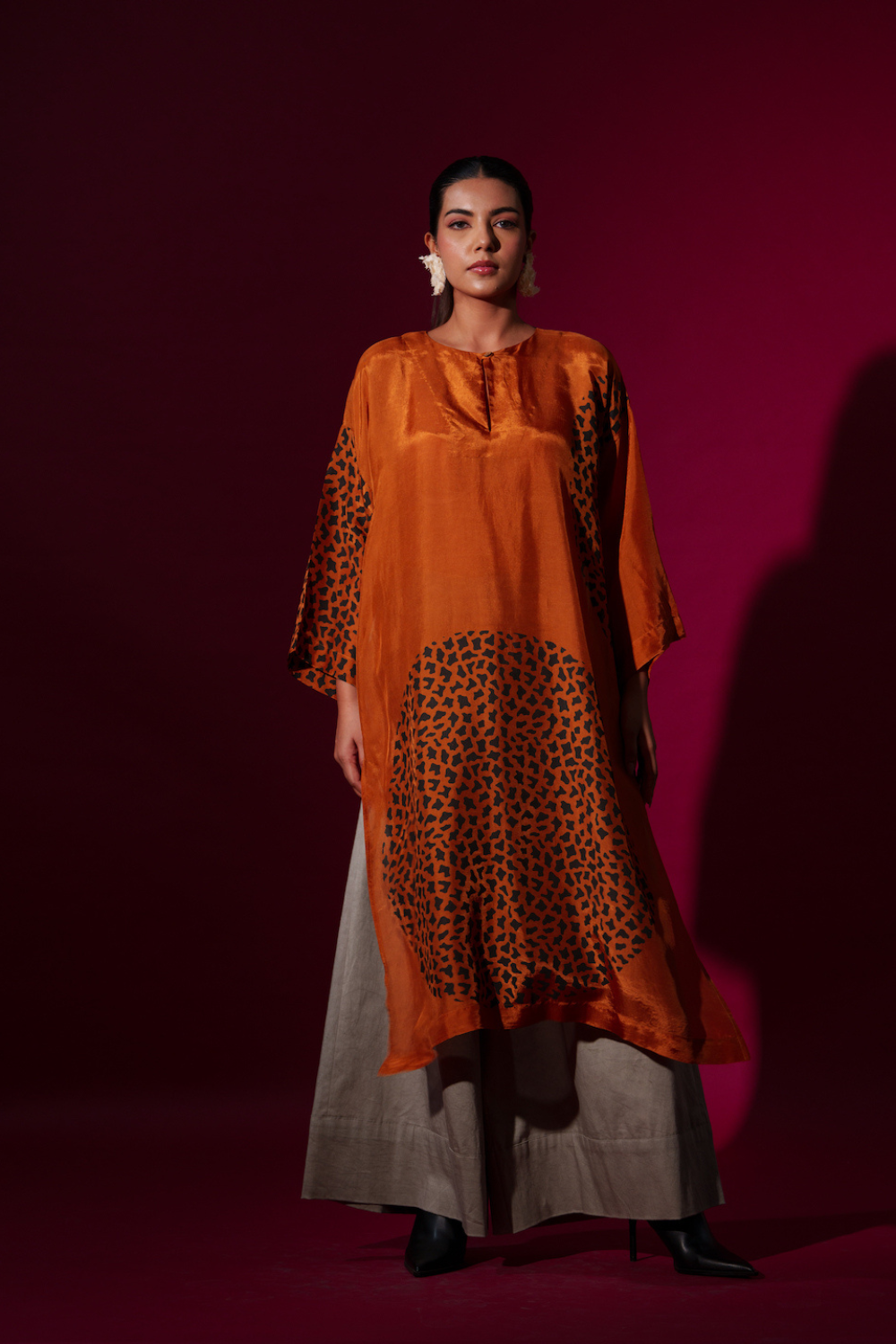 Beau Tunic-Rust orange + Black