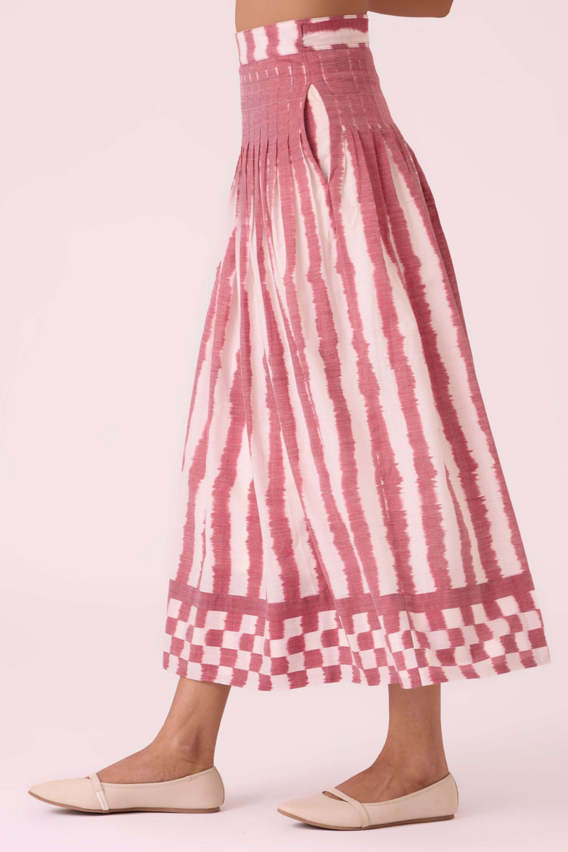 Levin Rhubarb Striped Ikat Skirt cotton by The Summer House for women Worldwide