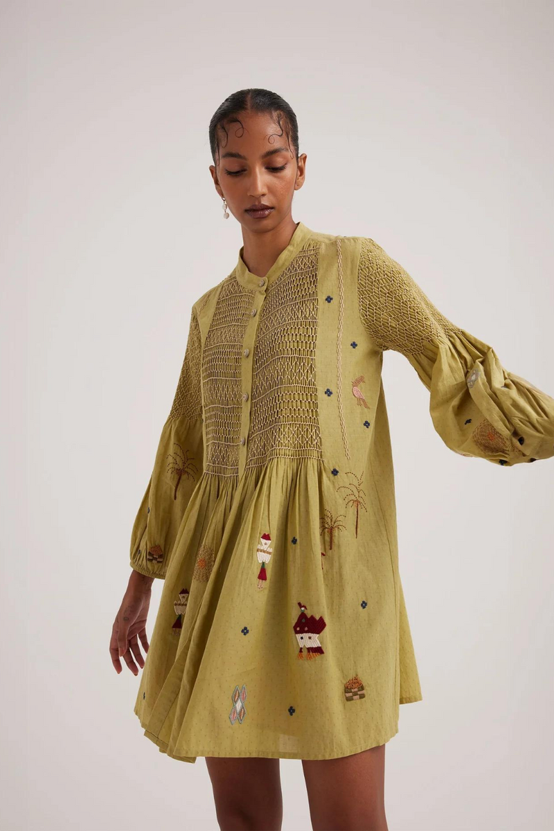 Porto Top-Folk Green cotton by CORD for women Worldwide