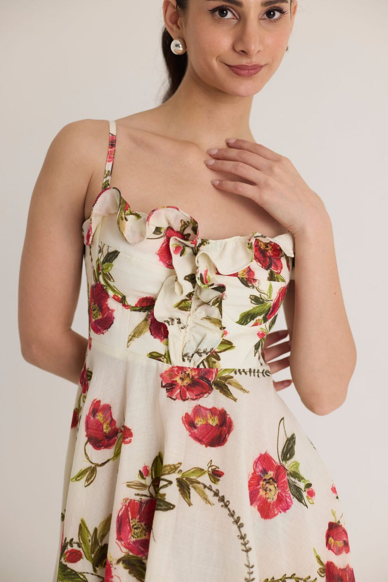 ROSITA COTTON FRILL DRESS cotton by Yam in white color for women Worldwide