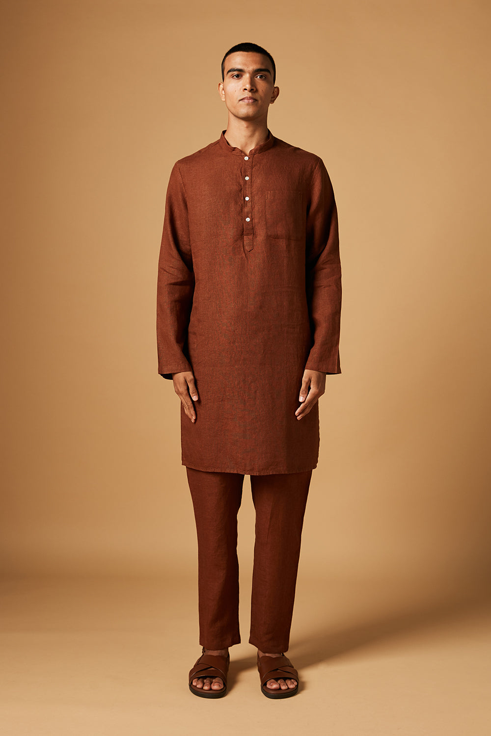 Cinnamon Linen Kurta Set