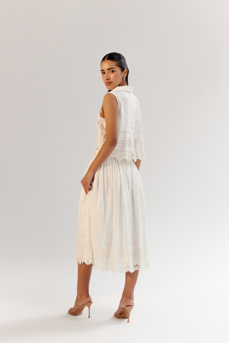 Freya Skirt - White linen by NOIB for women Worldwide