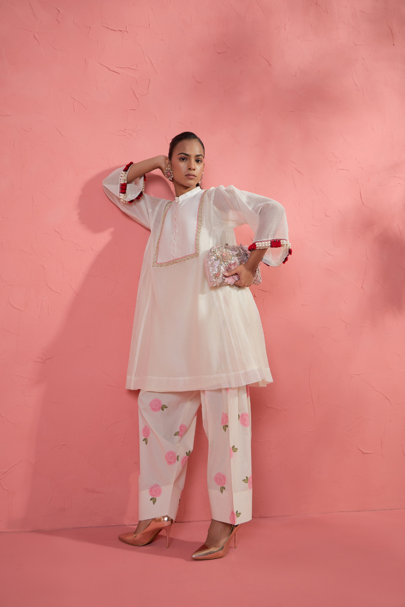 Rose Blush Set cotton cambric light kurta set by AAVIDI in multicolor for women Worldwide