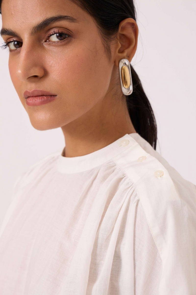 Garcia Handwoven Embroidered Top cotton by The Summer House in white color for women Worldwide