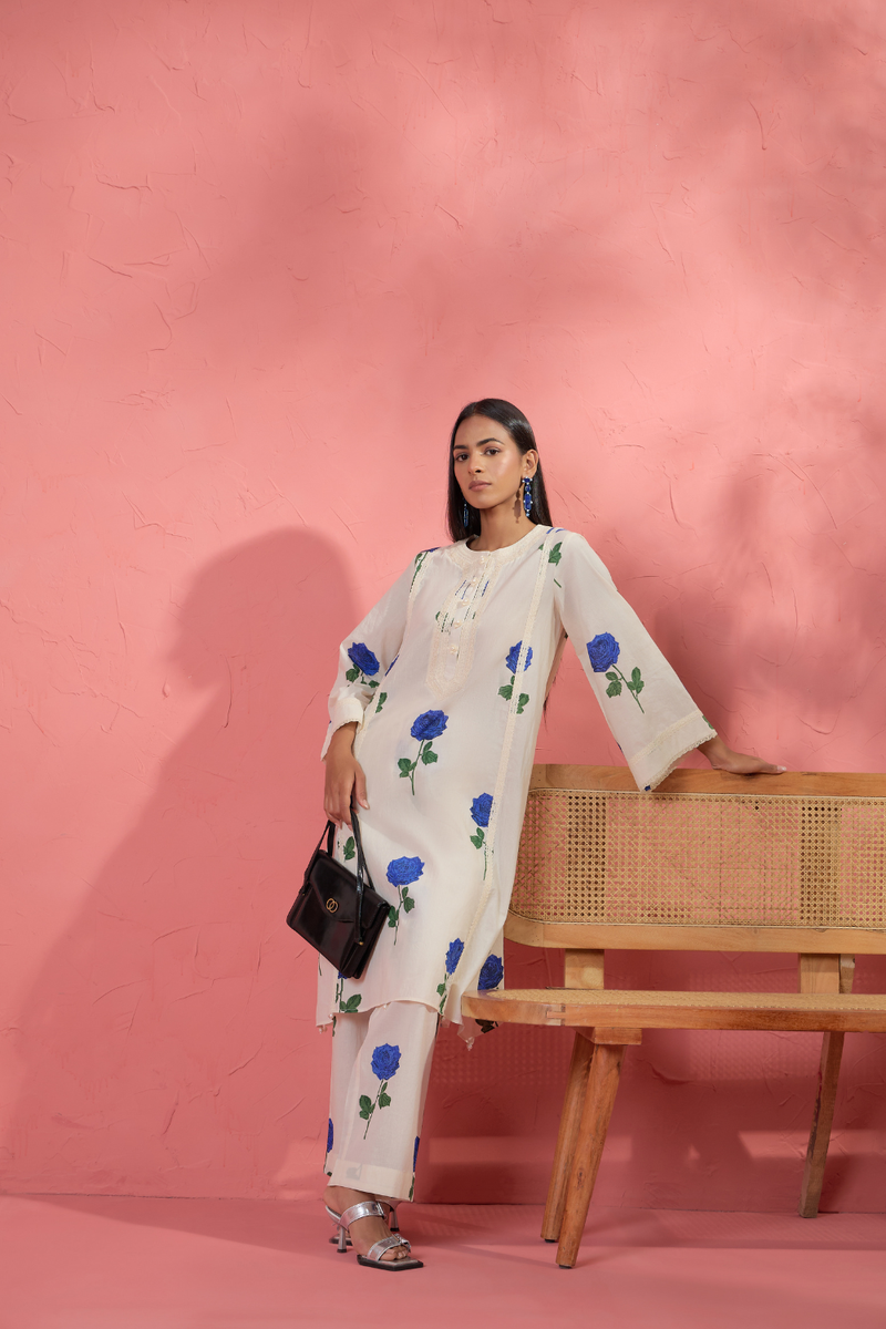 Fi Rose Set 1 cotton cambric light kurta set by AAVIDI in multicolor for women Worldwide