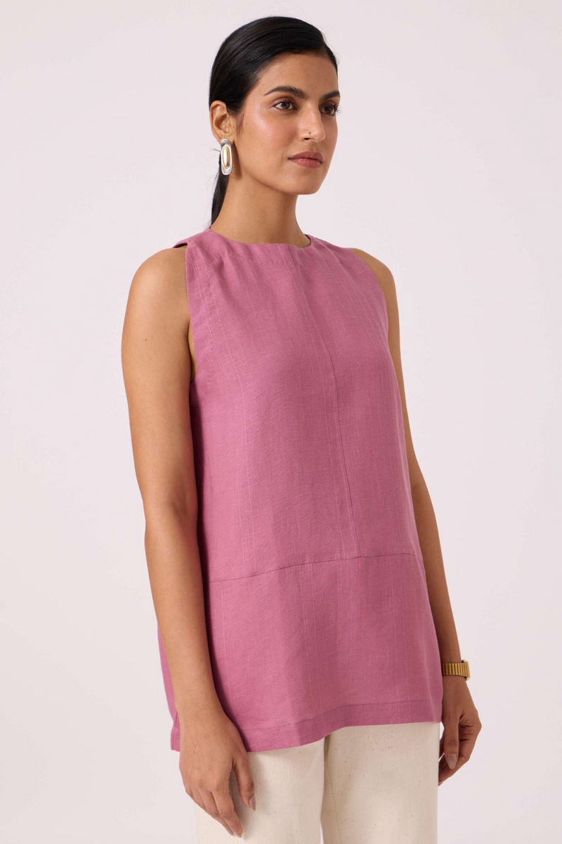 Eyre Lilac Linen Top by The Summer House in mauve color for women Worldwide