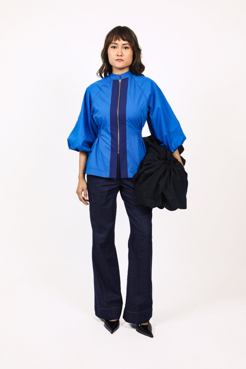 Lana Top-E.Blue & Navy 100% cotton by Leh Studios in navy color for women Worldwide