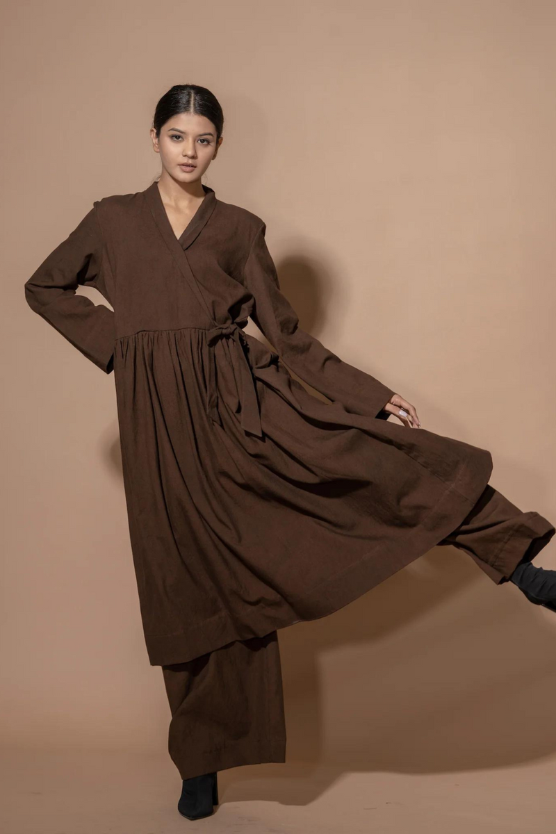 Sesame Dress cotton matty dresses by Stoique in brown for women Worldwide