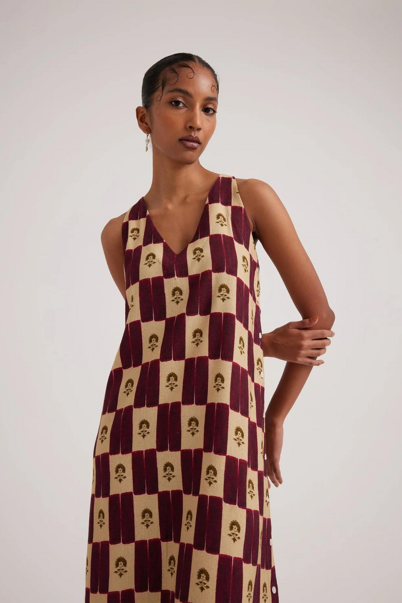 Zen Dress-Stamp Checks rayon by CORD for women Worldwide
