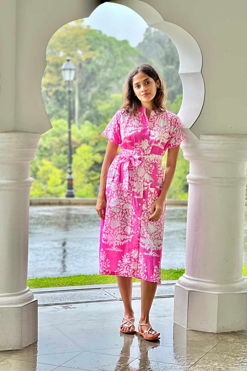 FUSCHIA PRINT DRESS Dress by TOKREE for women Worldwide