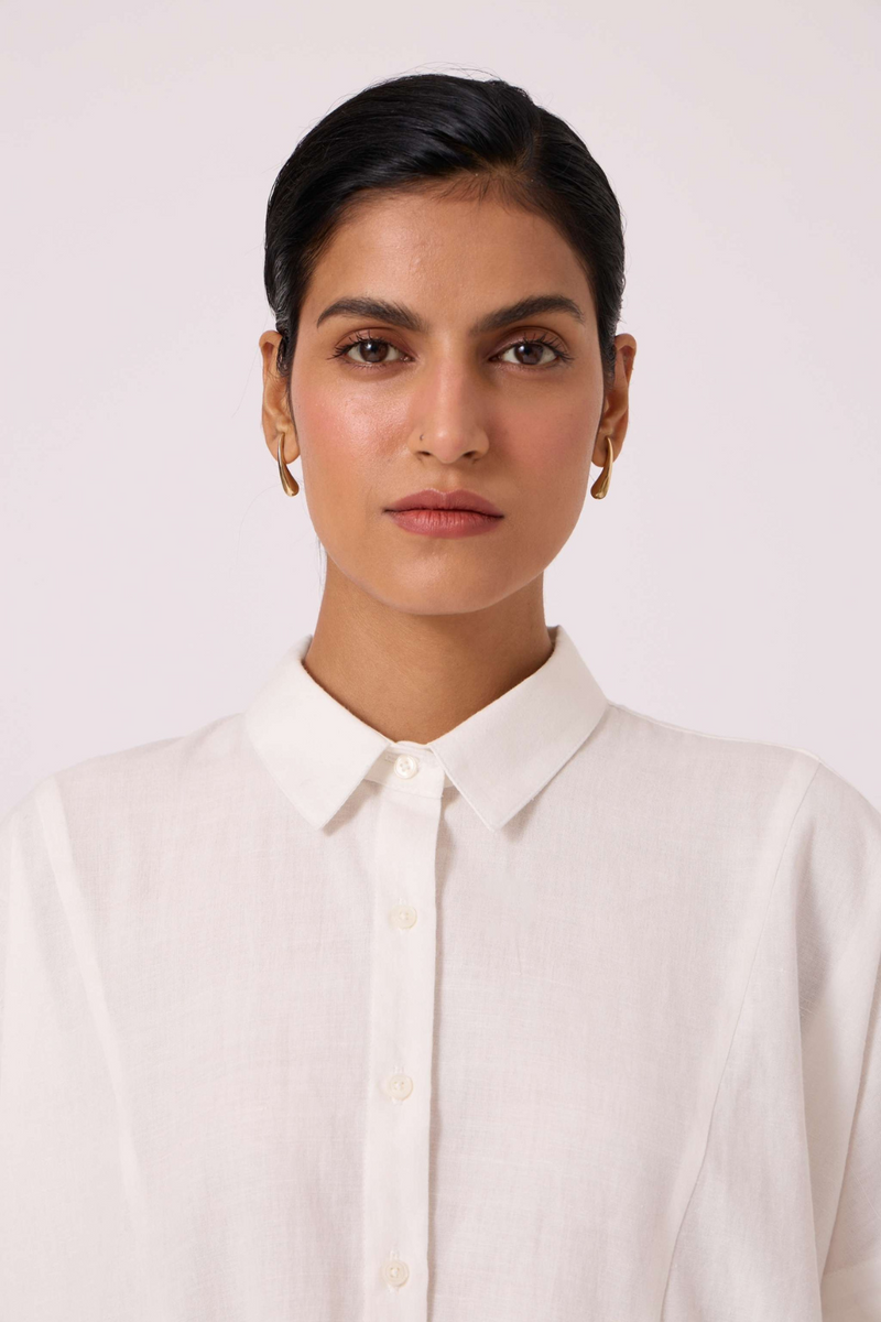 Sibyl Handwoven Embrodiered Shirt cotton by The Summer House in beige color for women Worldwide
