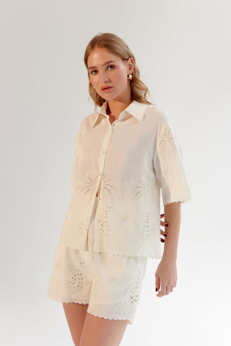Deya Shirt - White linen by NOIB for women Worldwide