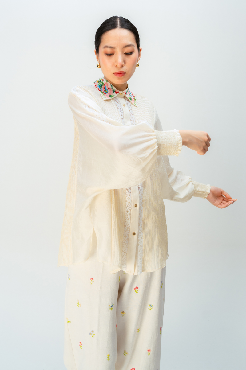 DREAM HOUR SHIRT silk top/shirt by Ode to Odd in off white for women Worldwide
