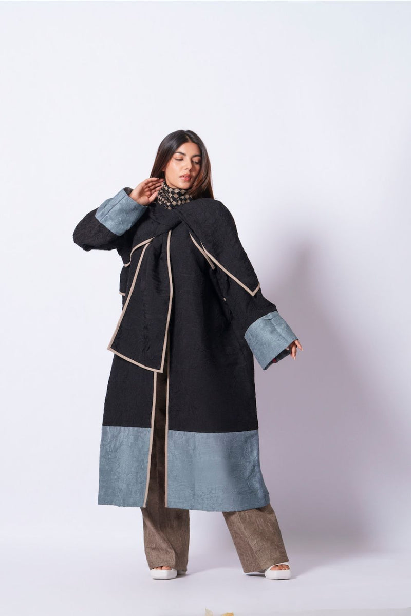 Stone Overlay-Black + Teal mysore silk jackets and overlays by Stoique in black, teal for women Worldwide
