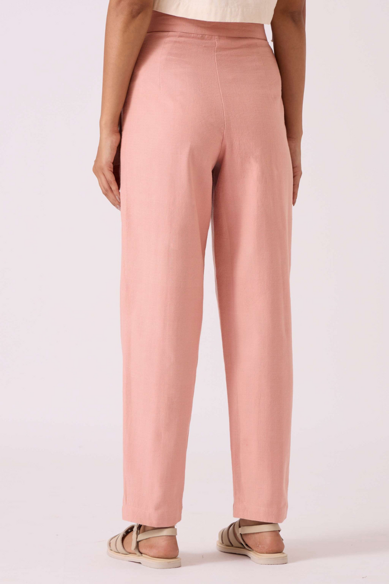 Victory Pink Handwoven Pants cotton by The Summer House in pink color for women Worldwide