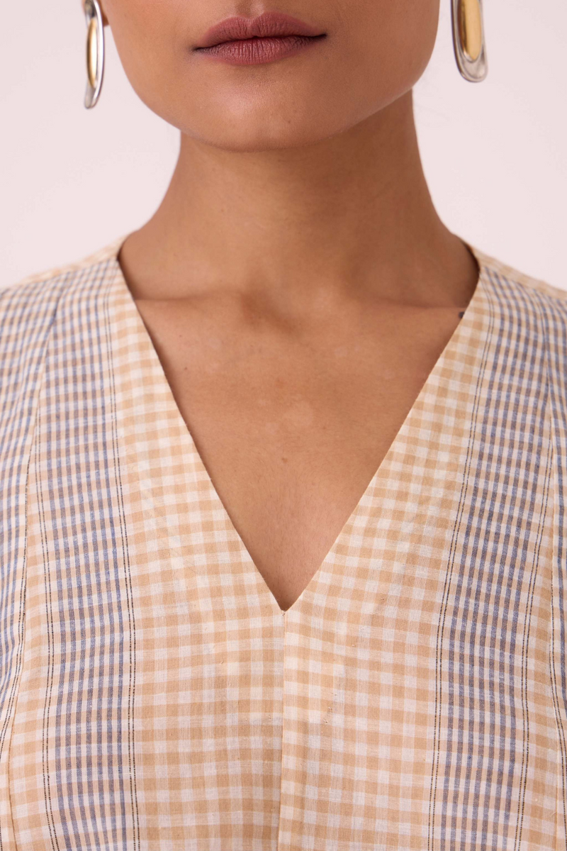 Nastasya Beige Handwoven Top cotton by The Summer House in beige color for women Worldwide