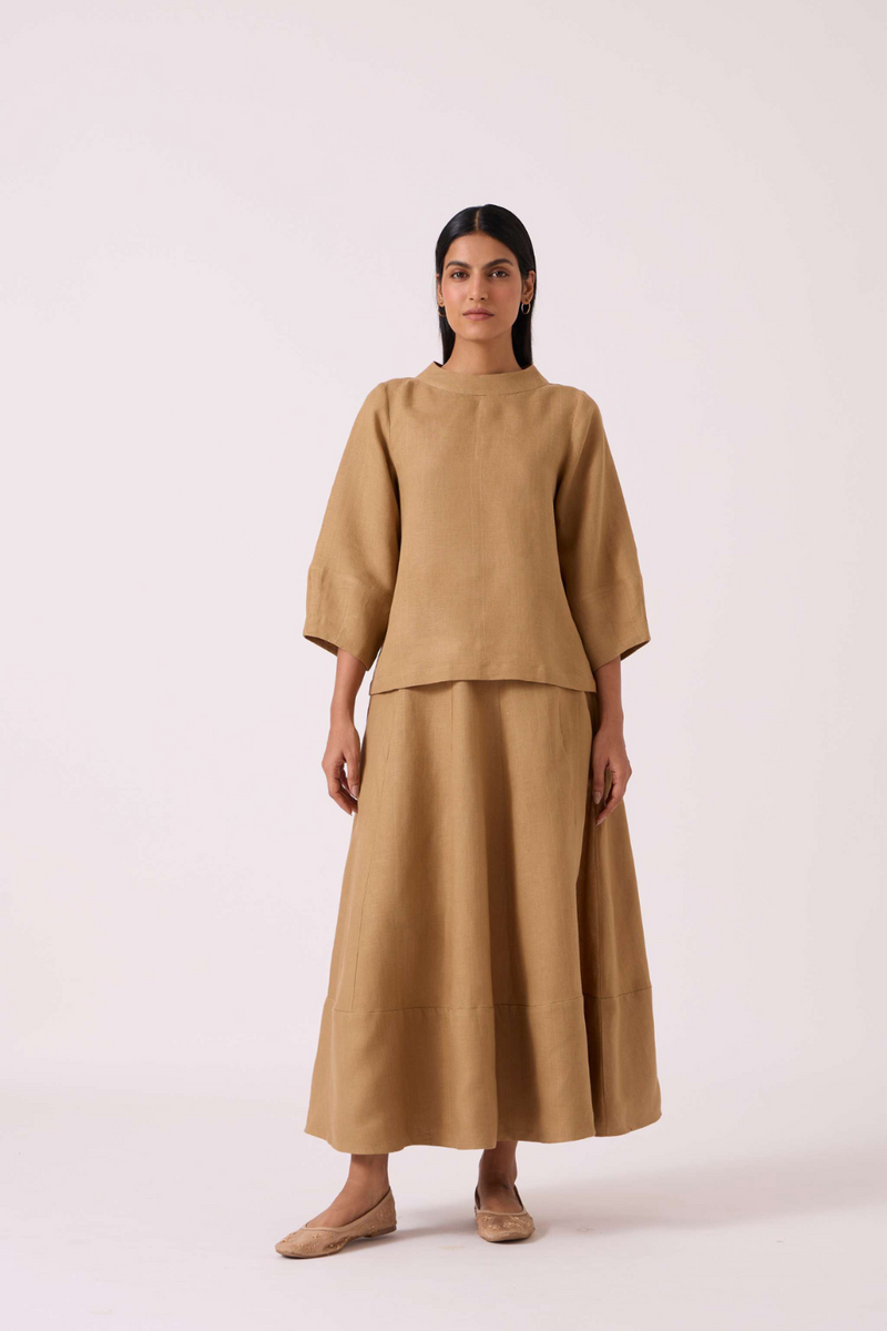 Bertie Tan Linen Top by The Summer House for women Worldwide