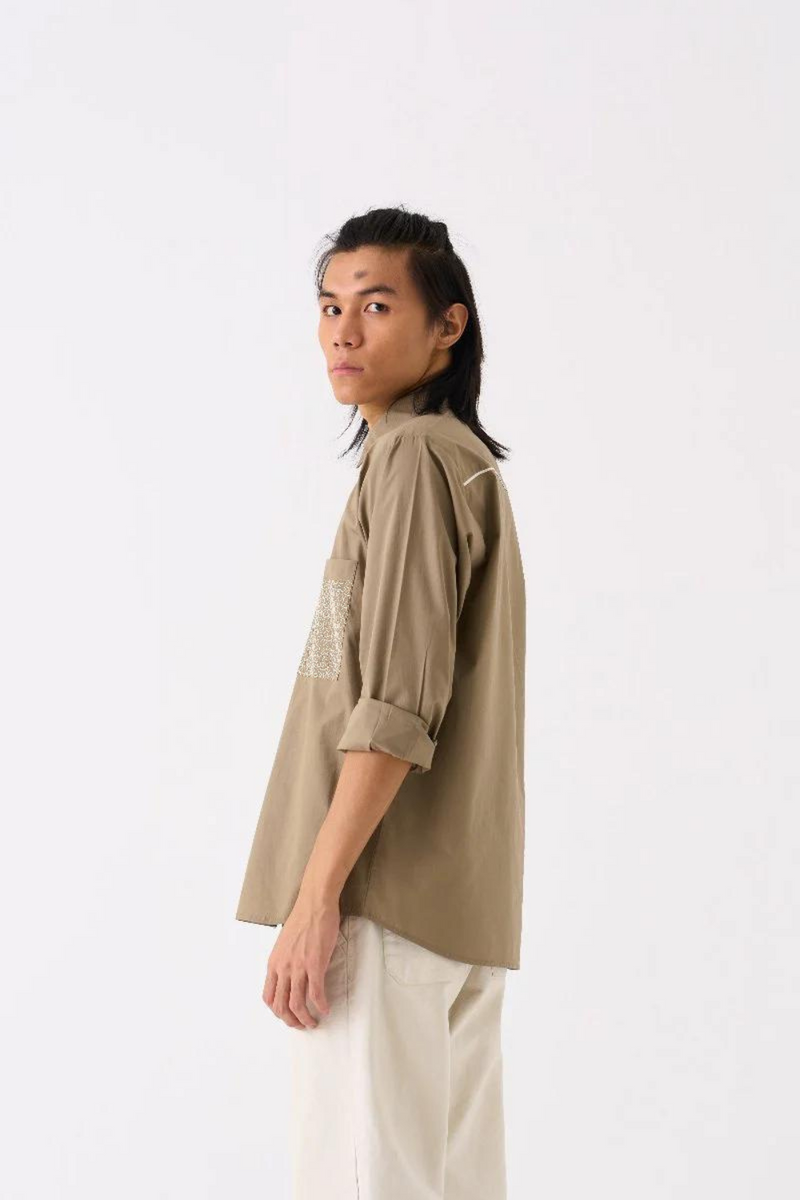 EMBROIDERED POCKET SHIRT - SAGE