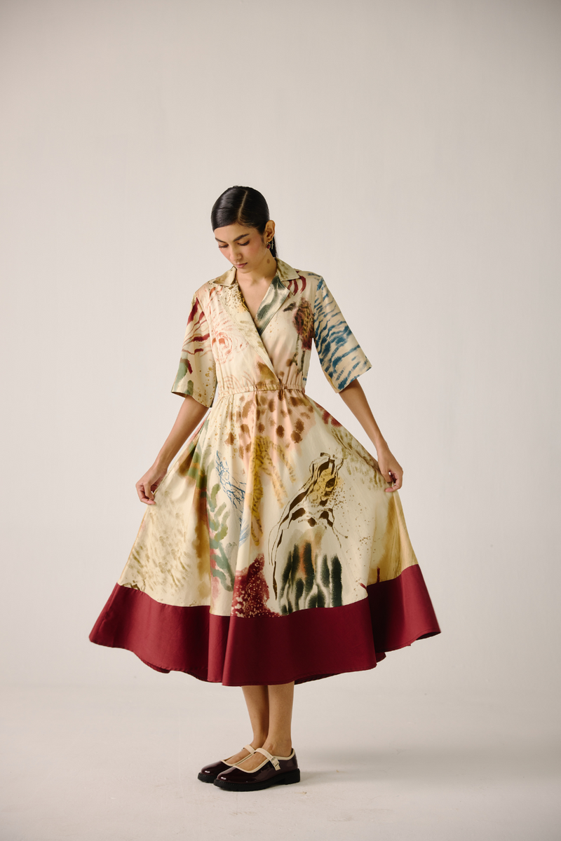 Print Blocked Dress - Abstract cotton by CORD for women Worldwide