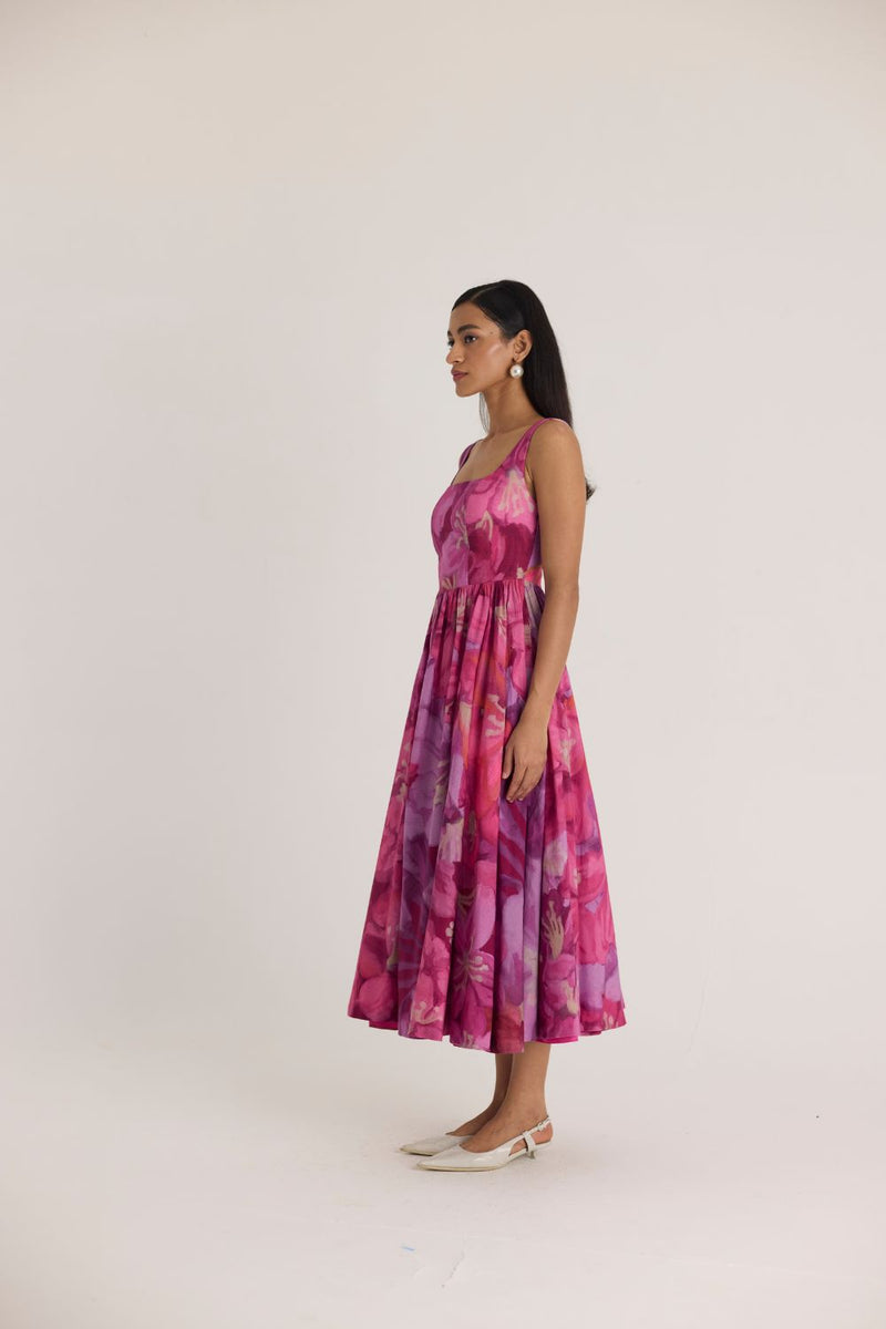 VIOLET CHERRY DRESS cotton by Yam in pink color for women Worldwide
