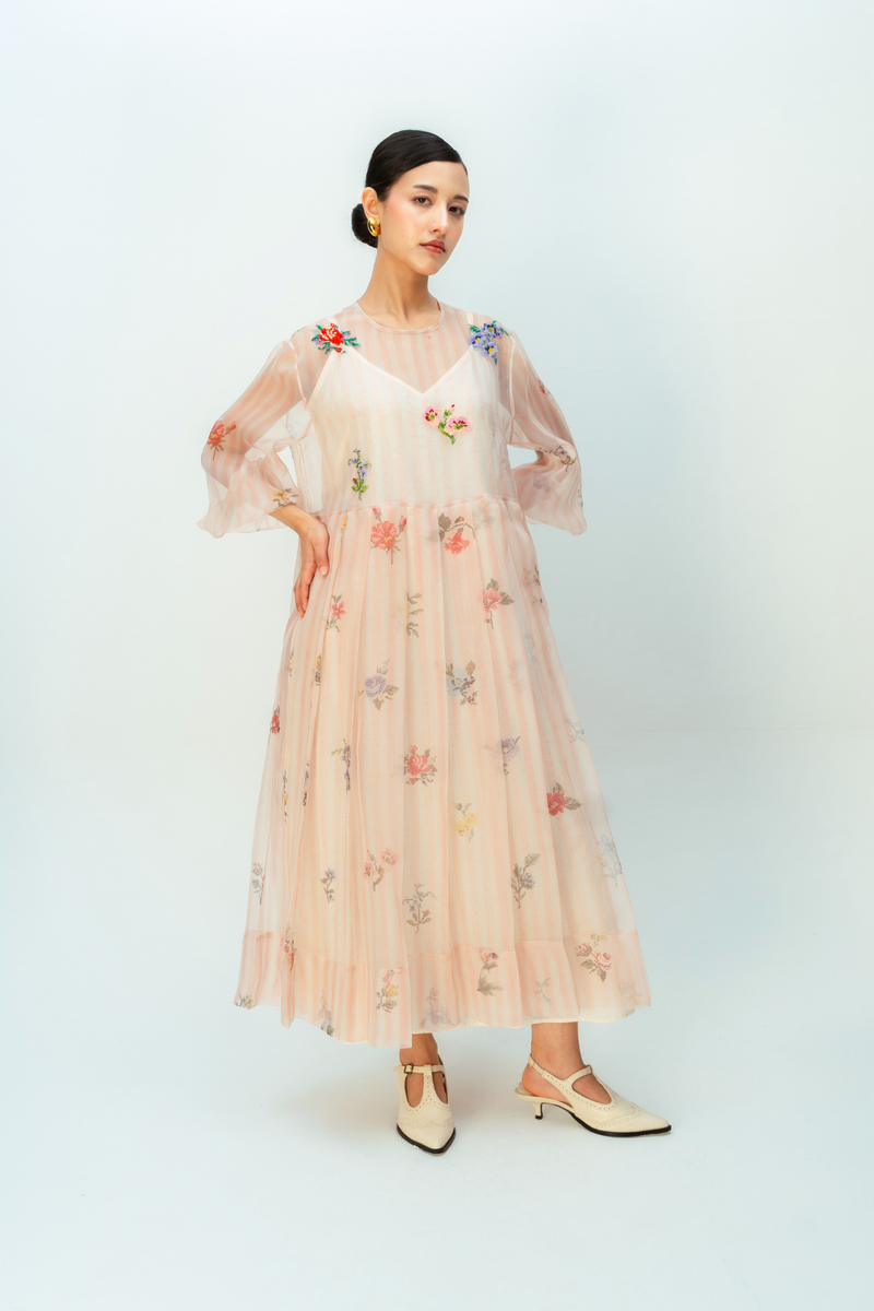 BARELY BLUSH DRESS silk organza dress by Ode to Odd in blush pink for women Worldwide