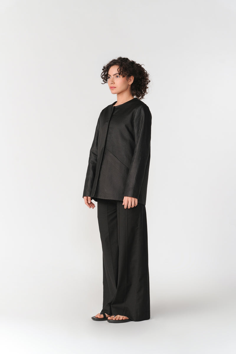 Round Neck Mashru Jacket jacket/overlay by Turn Black in black for women Worldwide